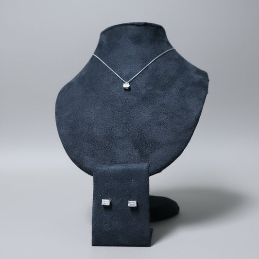 Emerald Cut Diamond Earrings & Necklace Set