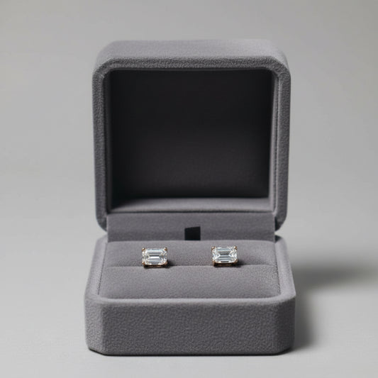 Emerald Cut Diamond Earrings